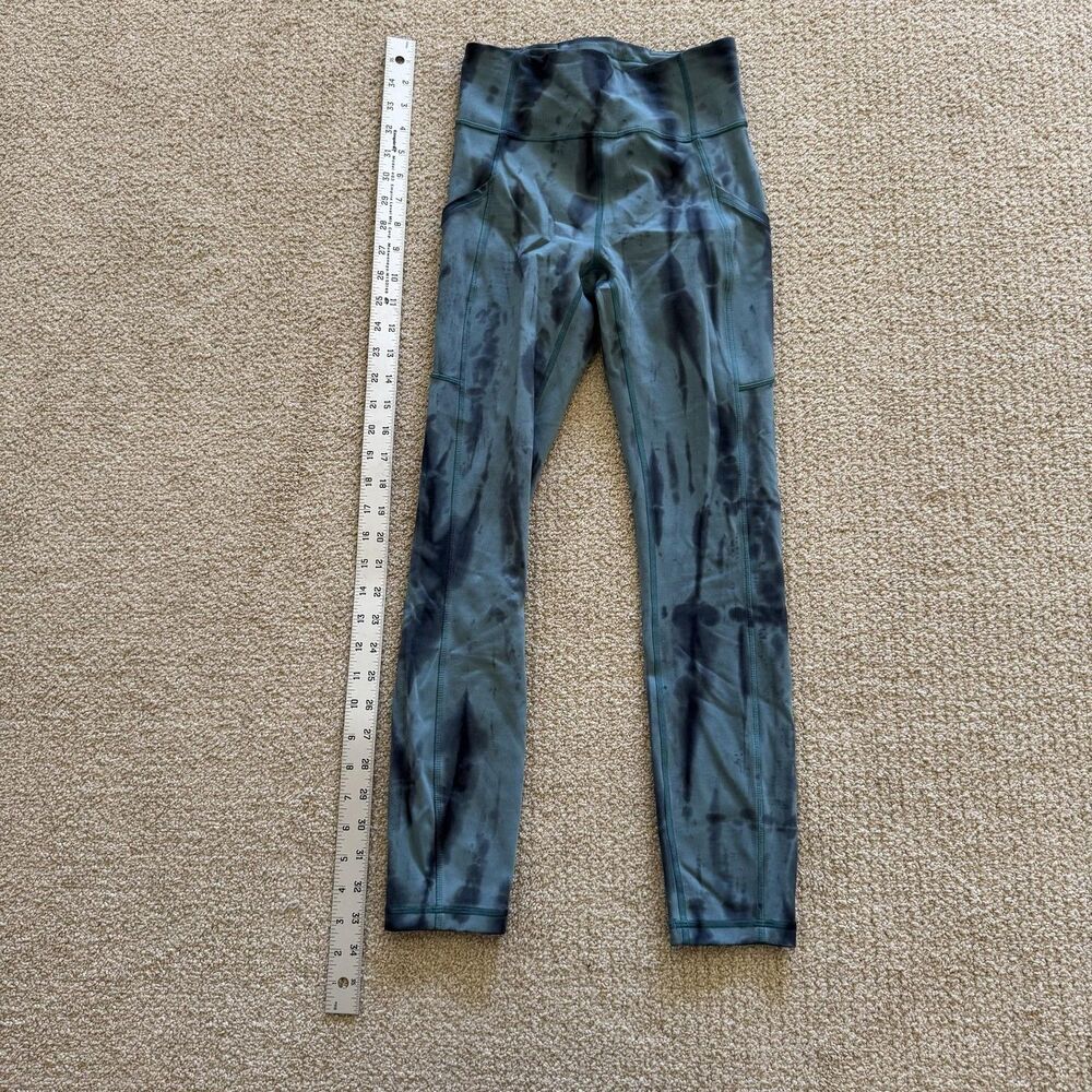Lululemon Leggings Womens 2 Blue Tie Dye High Rise Ankle Knit Pockets Stretch